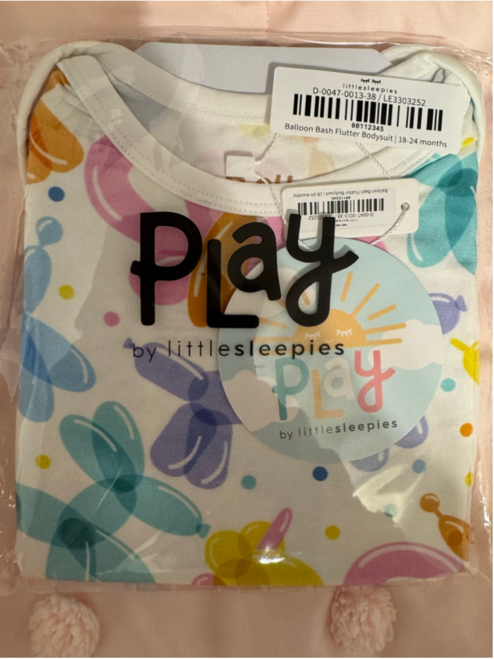 Little Sleepies Baby Balloon Bash Flutter Bodysuit 18-24 Months White